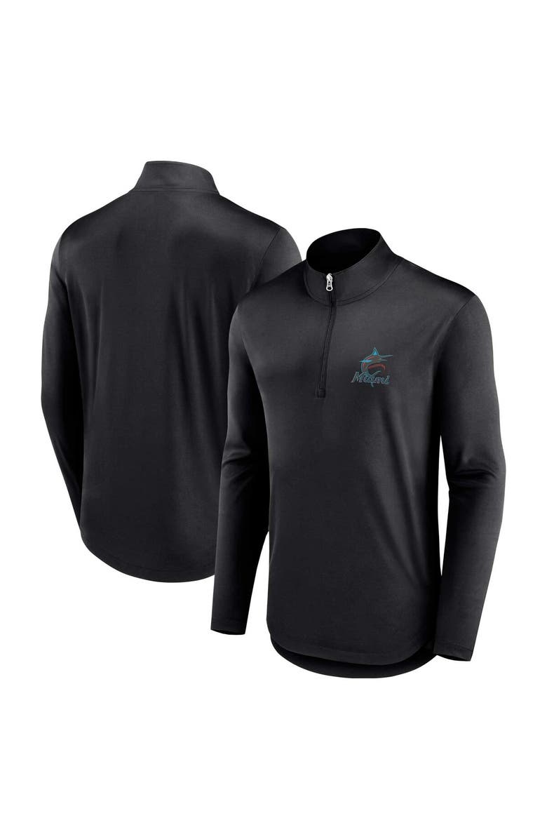 FANATICS Men's Fanatics Branded Black Miami Marlins Quarterback Quarter-Zip Top, Main, color, Black