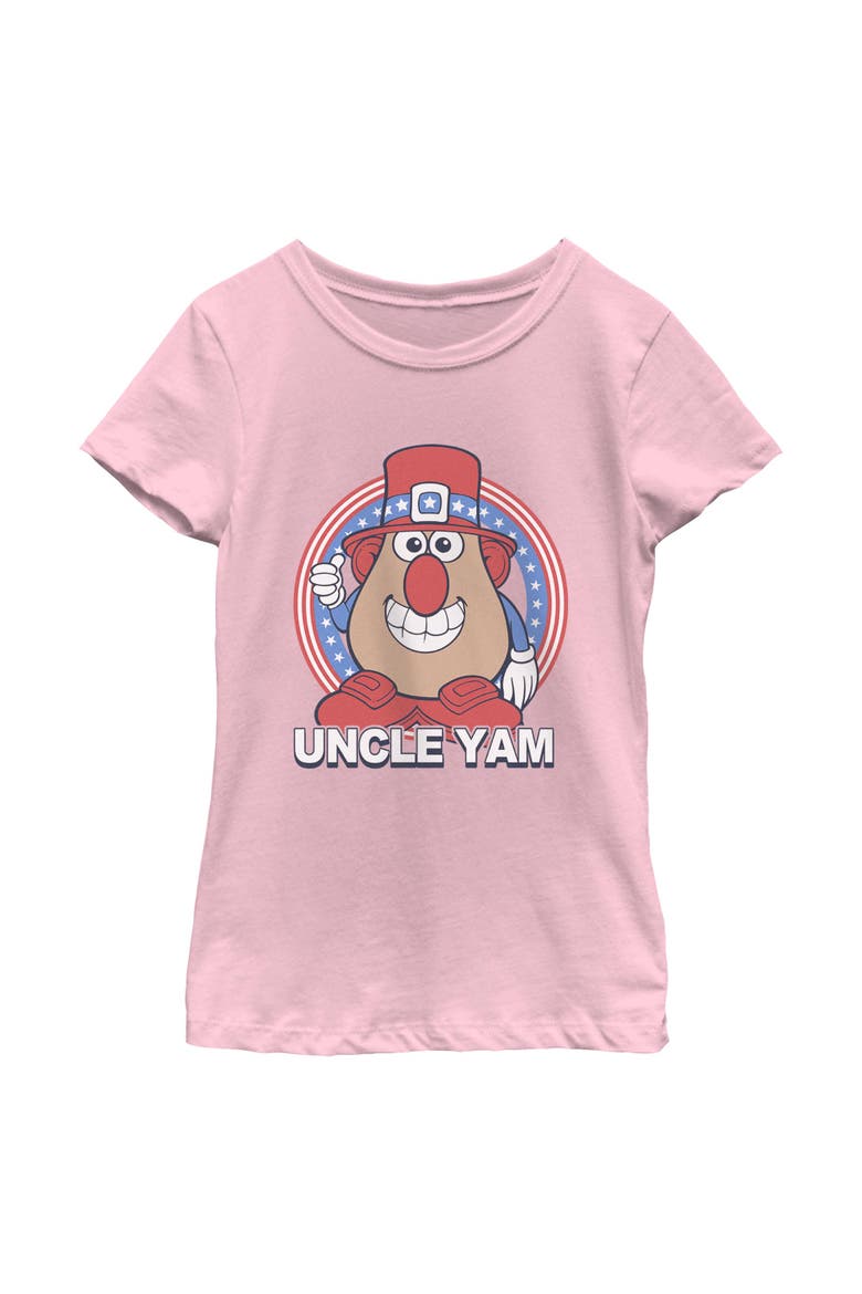 Girls' Uncle Yam Badge Graphic Short Sleeve T-Shirt, Main, color, Light Pink