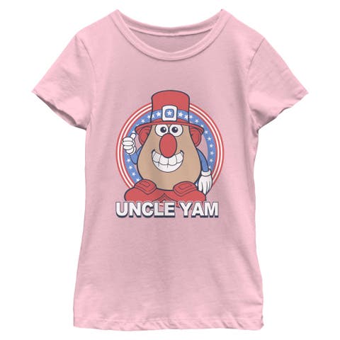 Girl's Mr. Potato Head Uncle Yam Badge  Graphic T-Shirt