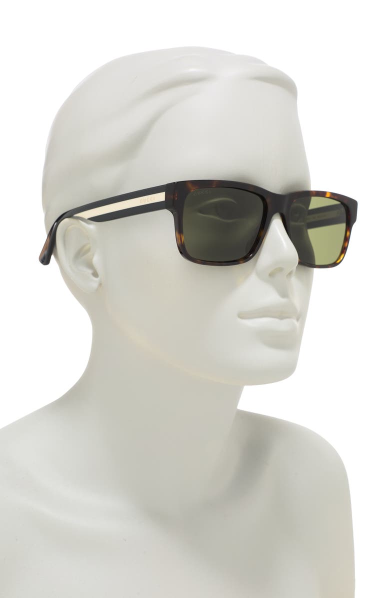 Gucci 58mm Square Sunglasses, Alternate, color, Havana Multicolor Green