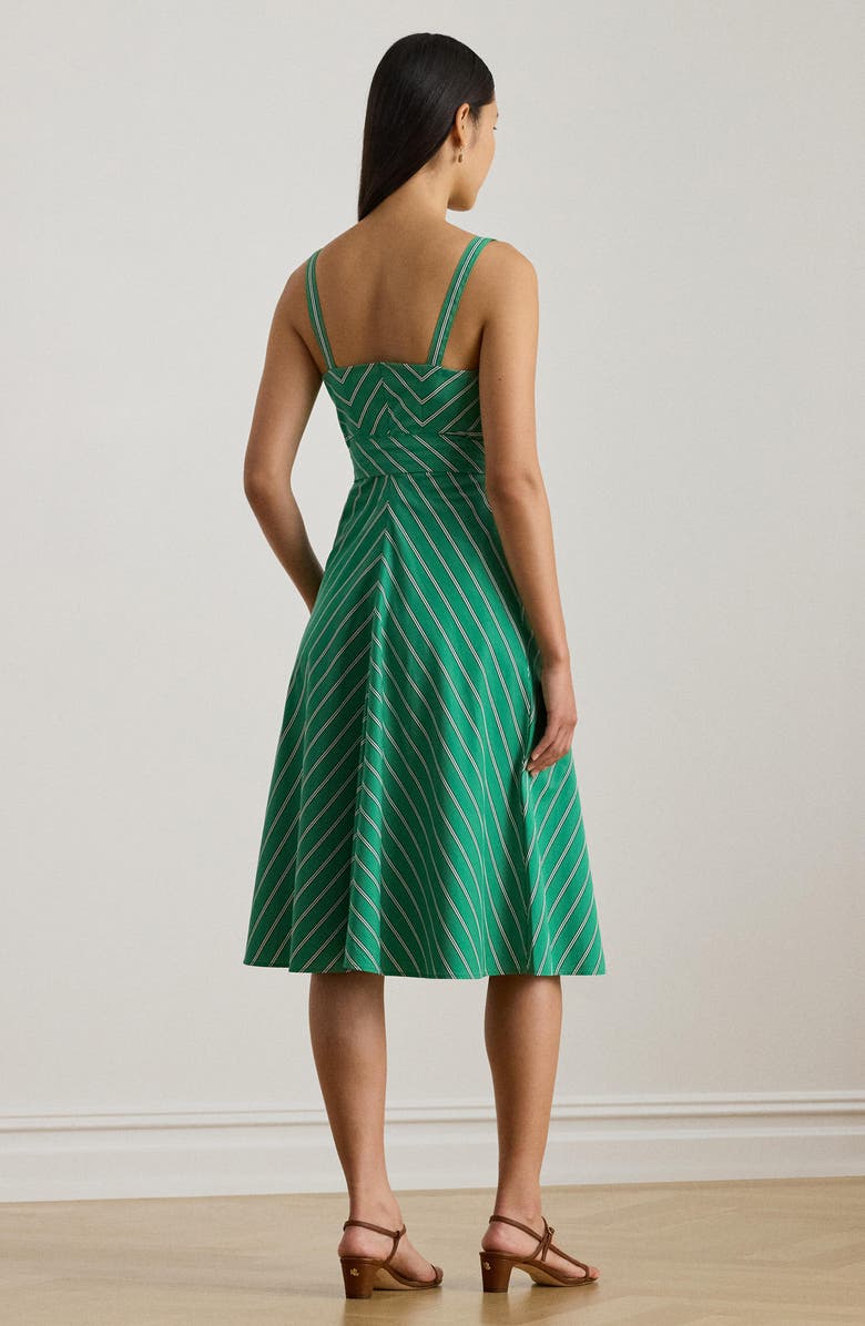 Lauren Ralph Lauren Stripe Cotton Broadcloth Dress, Alternate, color, Green/ White