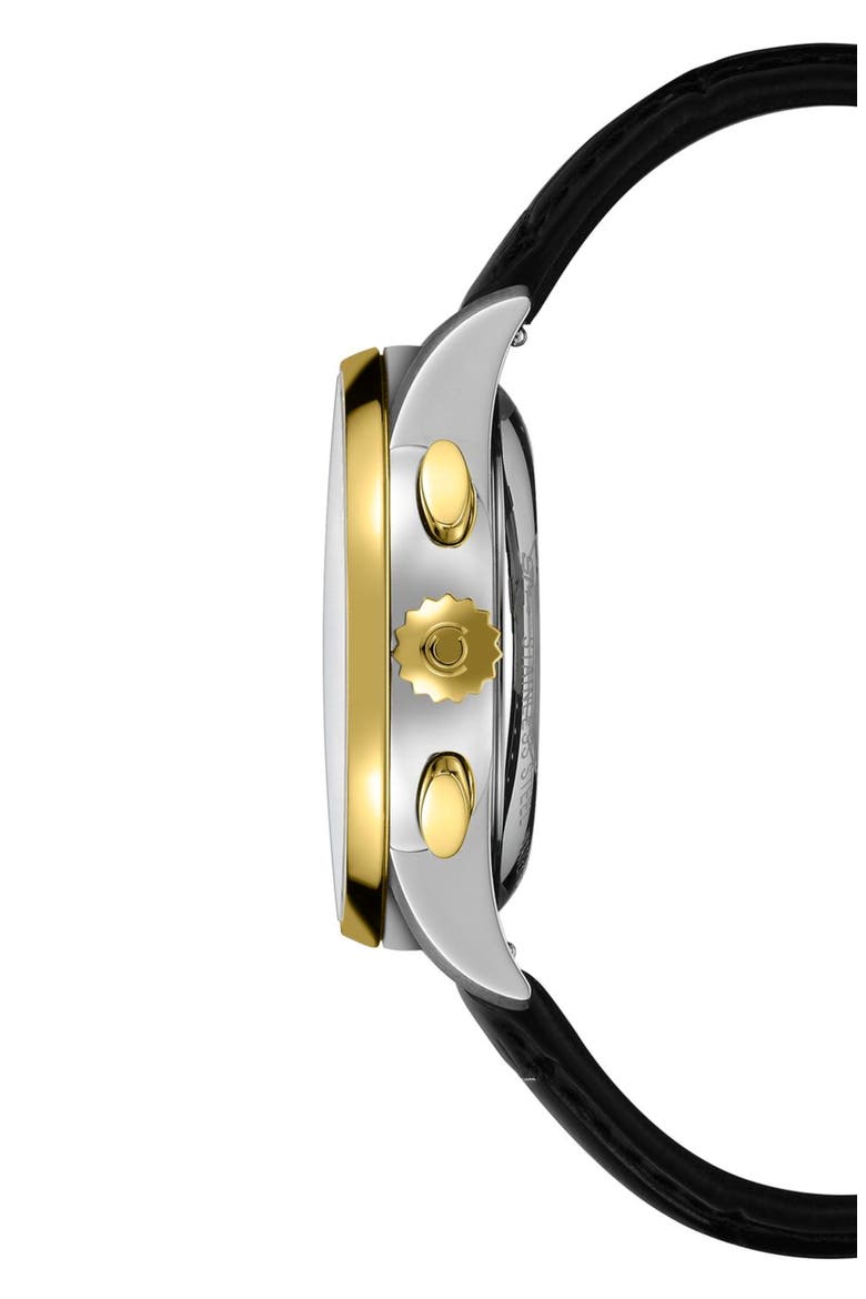 DS 1 Chrono Automatic Leather Strap Watch, 42mm, Alternate, color, STAINLESS STEEL PVD COATING