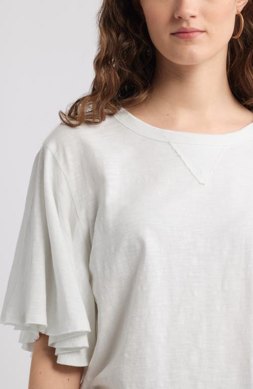 Treasure & Bond Flutter Sleeve Cotton T-shirt In White
