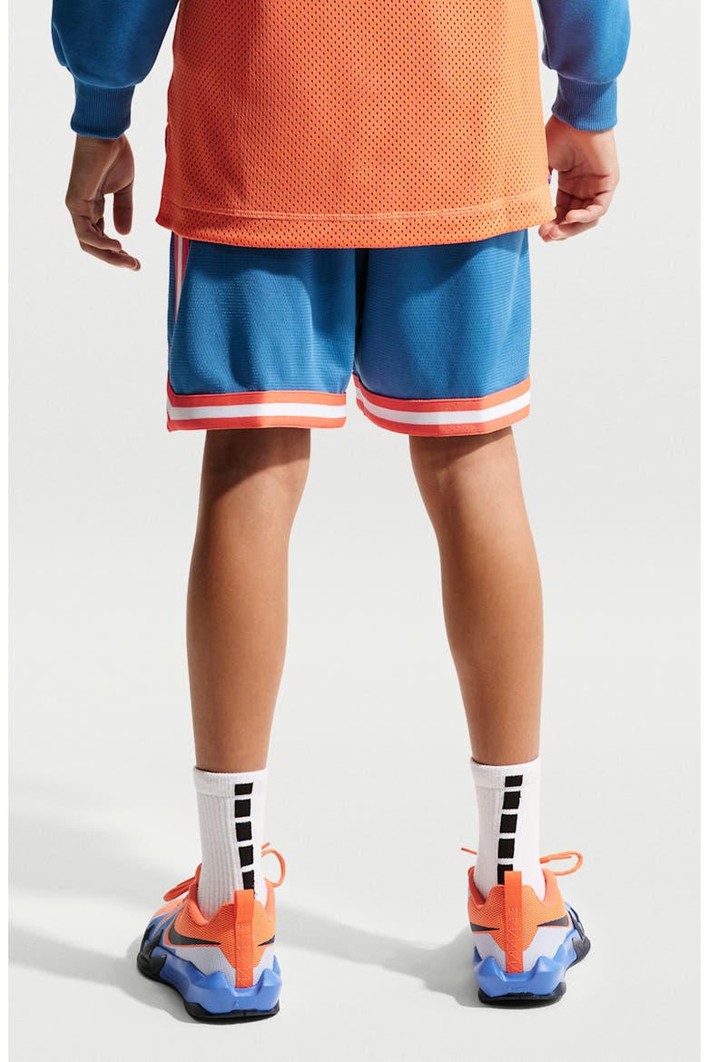 Kids' DNA Dri-FIT Mesh Basketball Shorts, Alternate, color, 402 STAR BLUE/TURF ORANGE