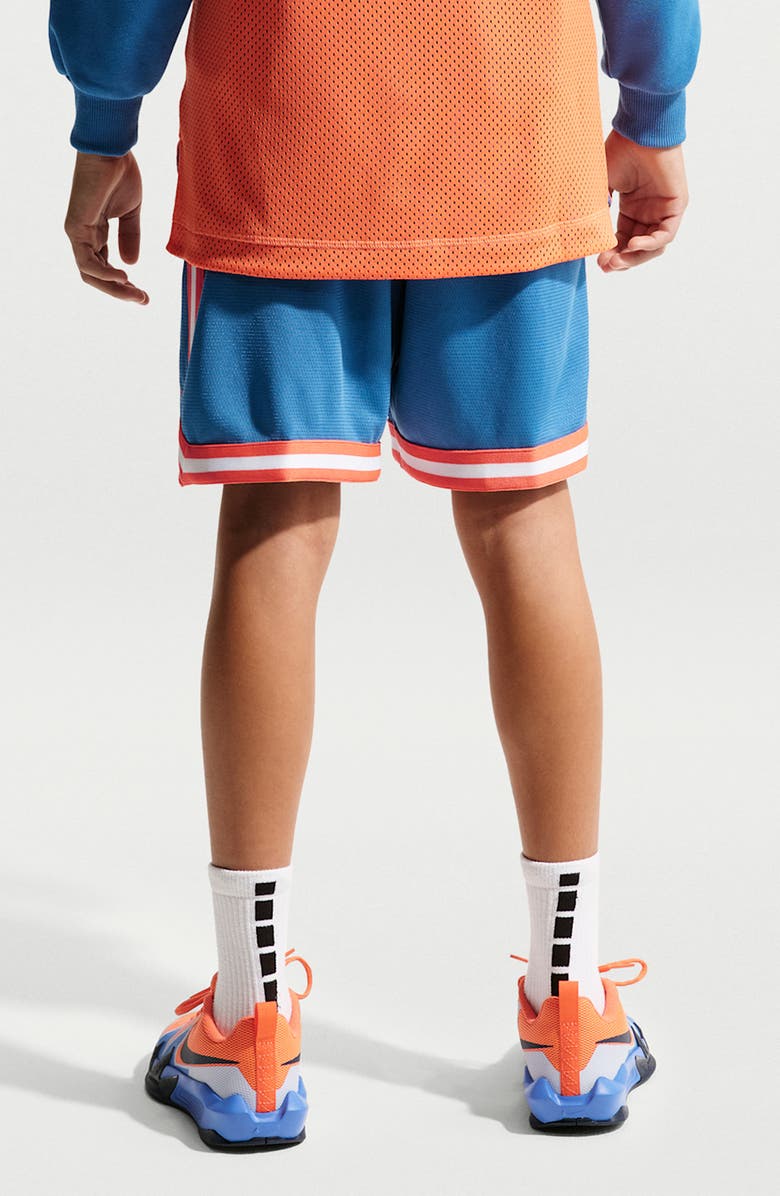 Nike Kids' DNA Dri-FIT Mesh Basketball Shorts, Alternate, color, 402 Star Blue/Turf Orange