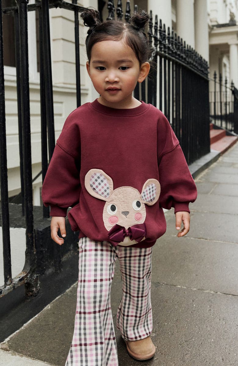 NEXT Kids' Holiday Appliqué Graphic Sweatshirt & Flare Leggings Set, Alternate, color, Burgundy