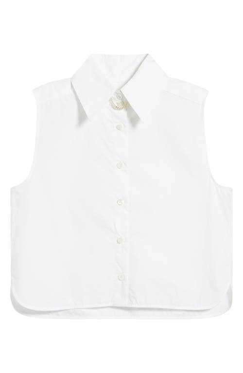 Frame The Prep Embellished Sleeveless Button-up Shirt In White