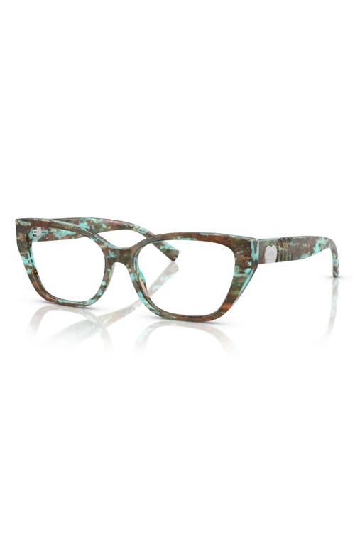 Tiffany & Co . 52mm Cat Eye Optical Glasses In Blue Havana