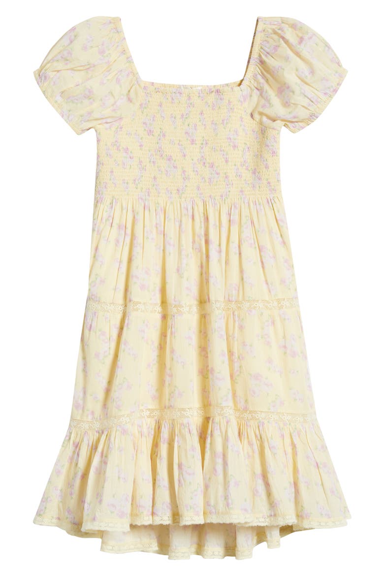 Kids' Muriella Floral Smocked Dress, Main, color, LEMON SPRITZ