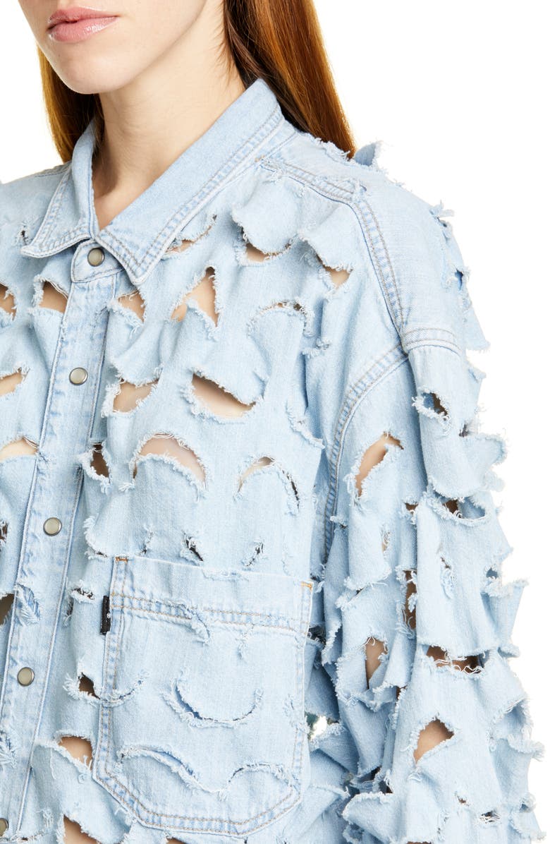 VETEMENTS Cutout Denim Shirt, Alternate, color,