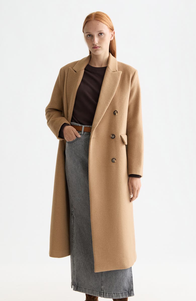Scotch & Soda Double Breasted Coat, Alternate, color, Tannin