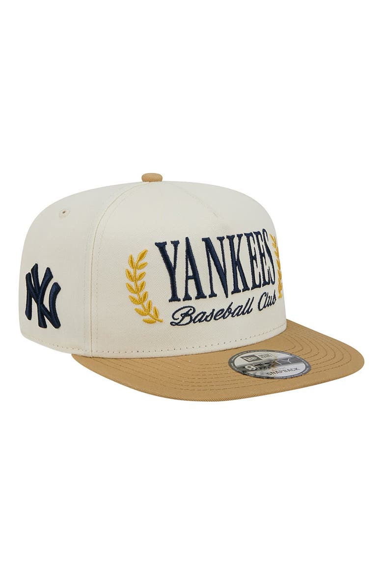 Men's New Era Cream New York Yankees Club 9FIFTY A-Frame Snapback Hat, Main, color, Cream