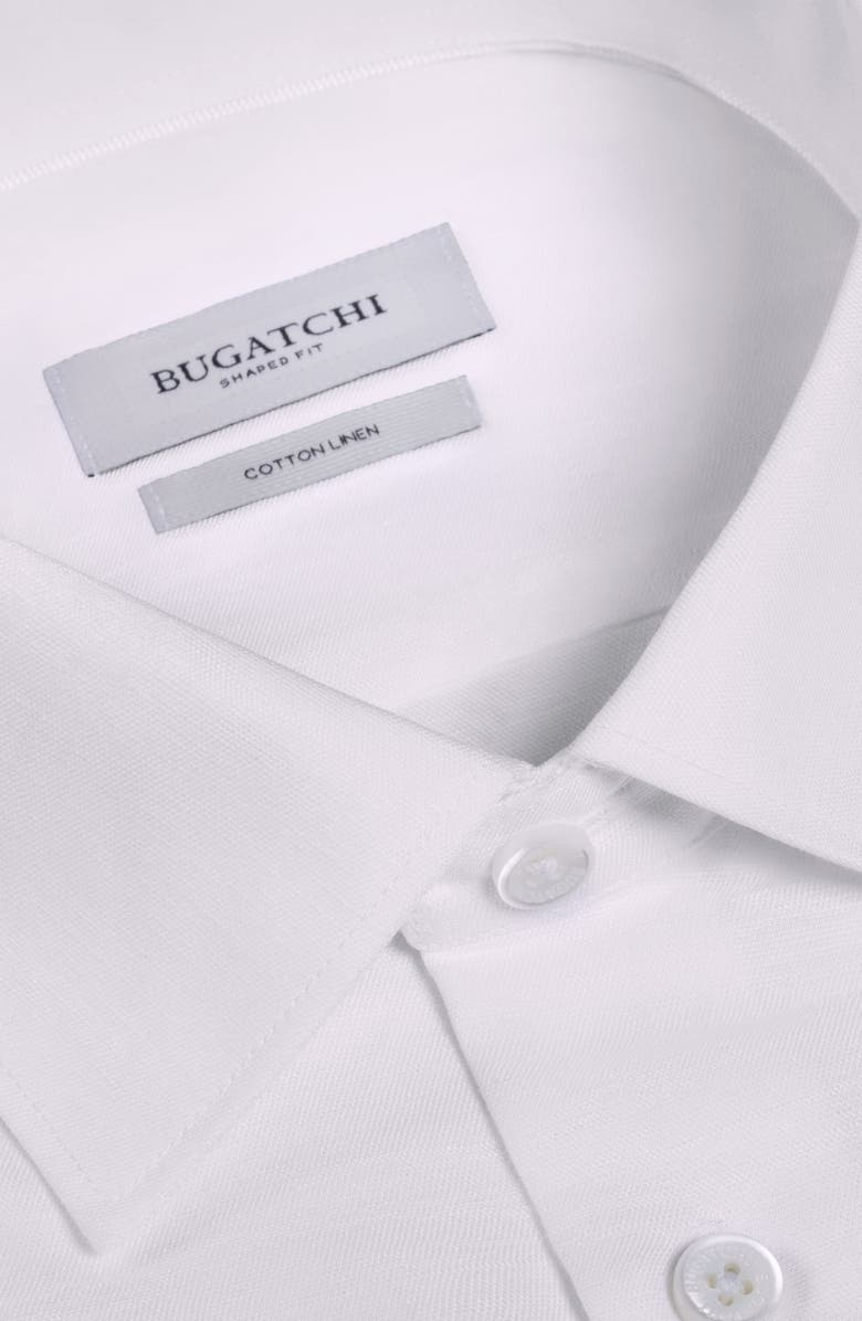 Bugatchi Orson Short Sleeve Cotton & Linen Button-Up Shirt, Alternate, color, White