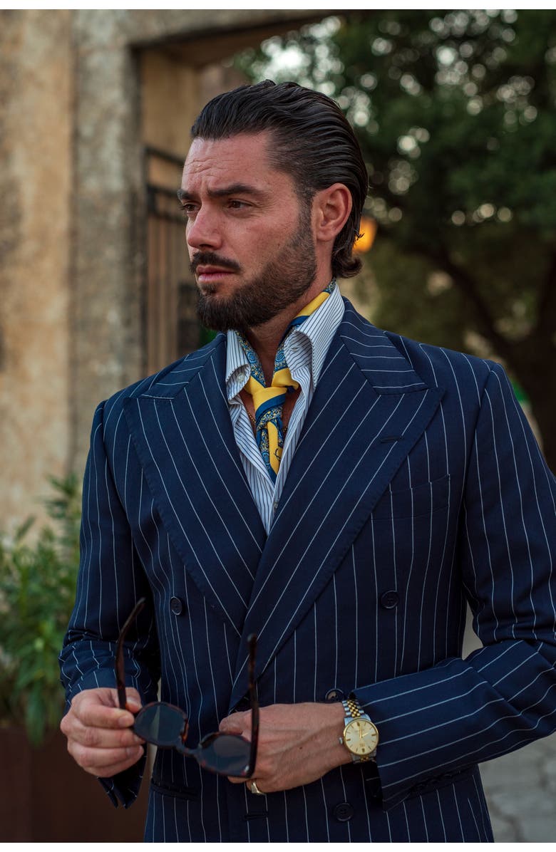 Elizabetta Lucca - Hand Rolled Silk Neckerchief for Men, Alternate, color, Yellow