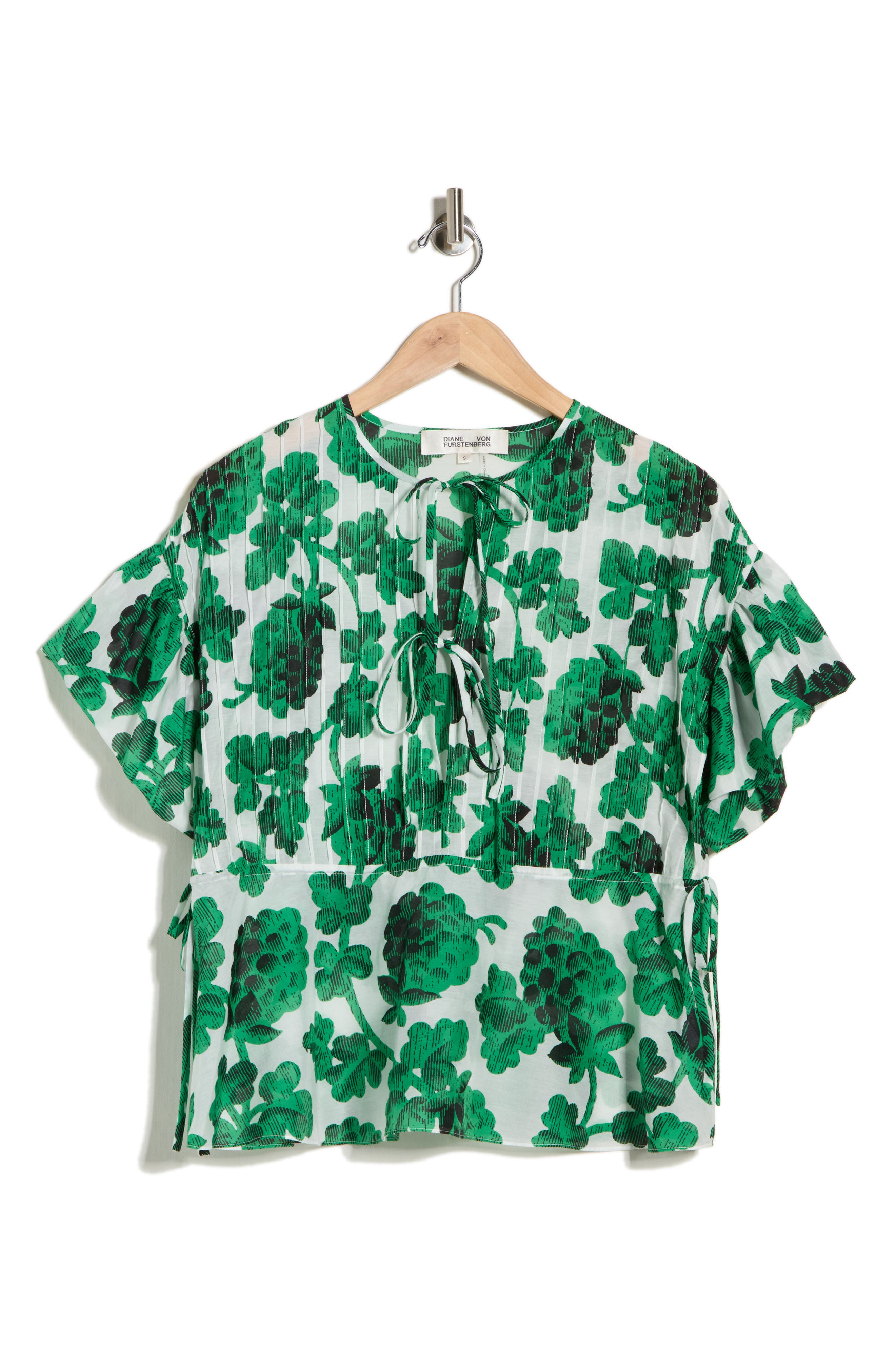 DVF Helen Short Sleeve Cotton & Silk Top
