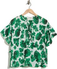 DVF Helen Short Sleeve Cotton & Silk Top