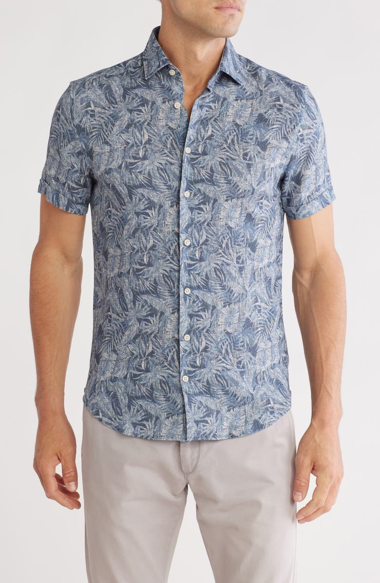 SOUL OF LONDON Short Sleeve Sport Shirt, Main, color, Navy/ Marine