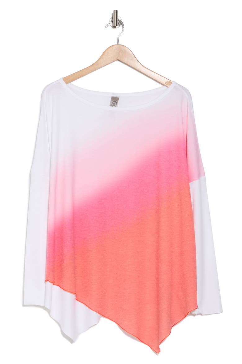 Asymmetric Dolman Sleeve Sweater, Main, color, IVORY PINK TO BRONZE PRINT
