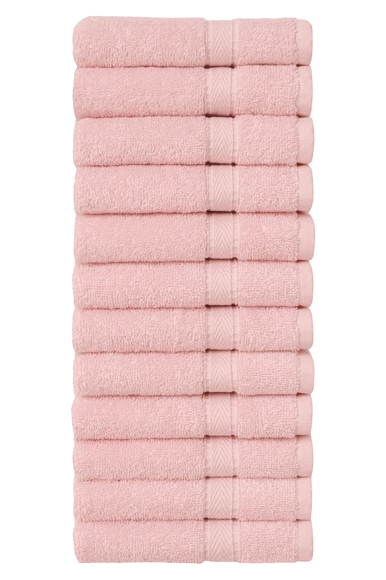 100% Turkish Cotton Sinemis Terry Washcloths - Set of 12, Main, color, PINK