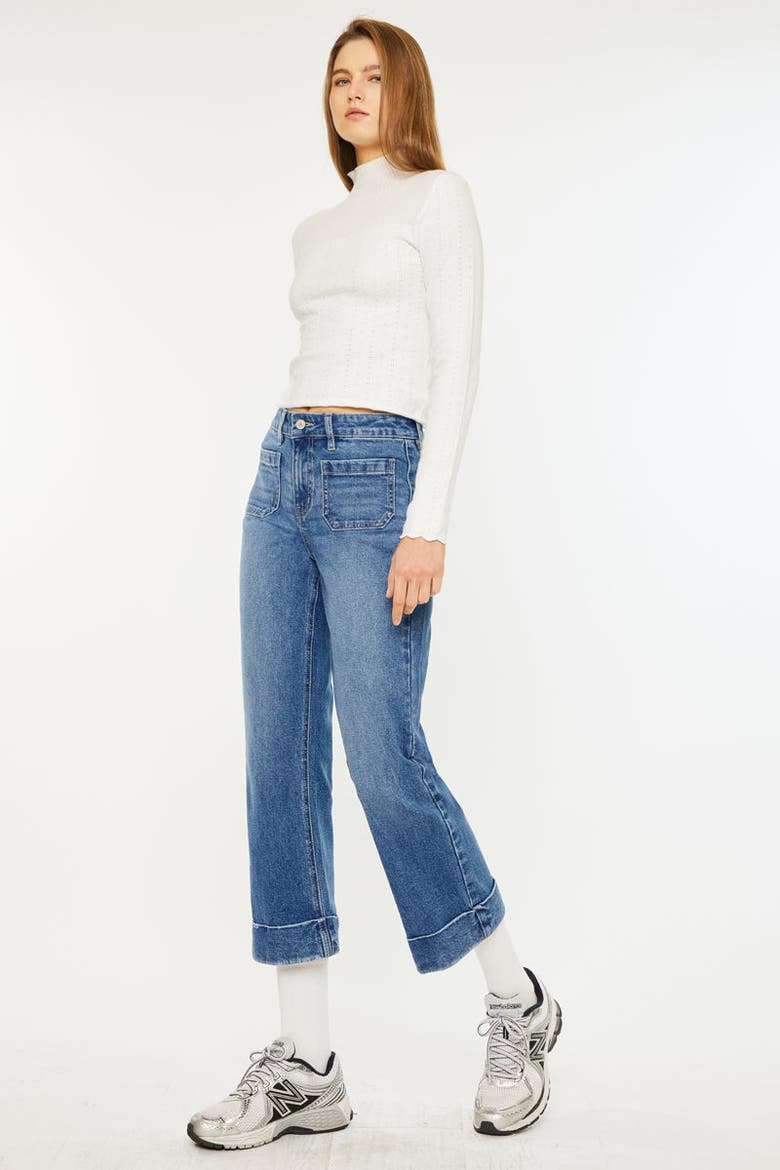 Angelina High Rise Cropped Flare Jeans, Alternate, color, Medium Wash