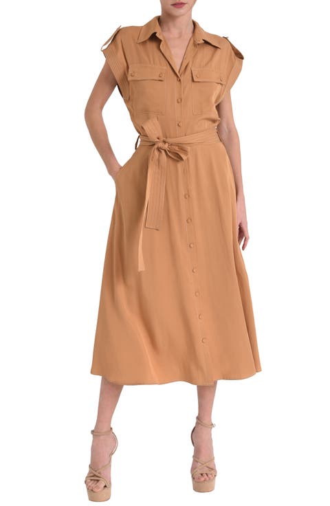 Josette Belted Cap Sleeve Shirtdress
