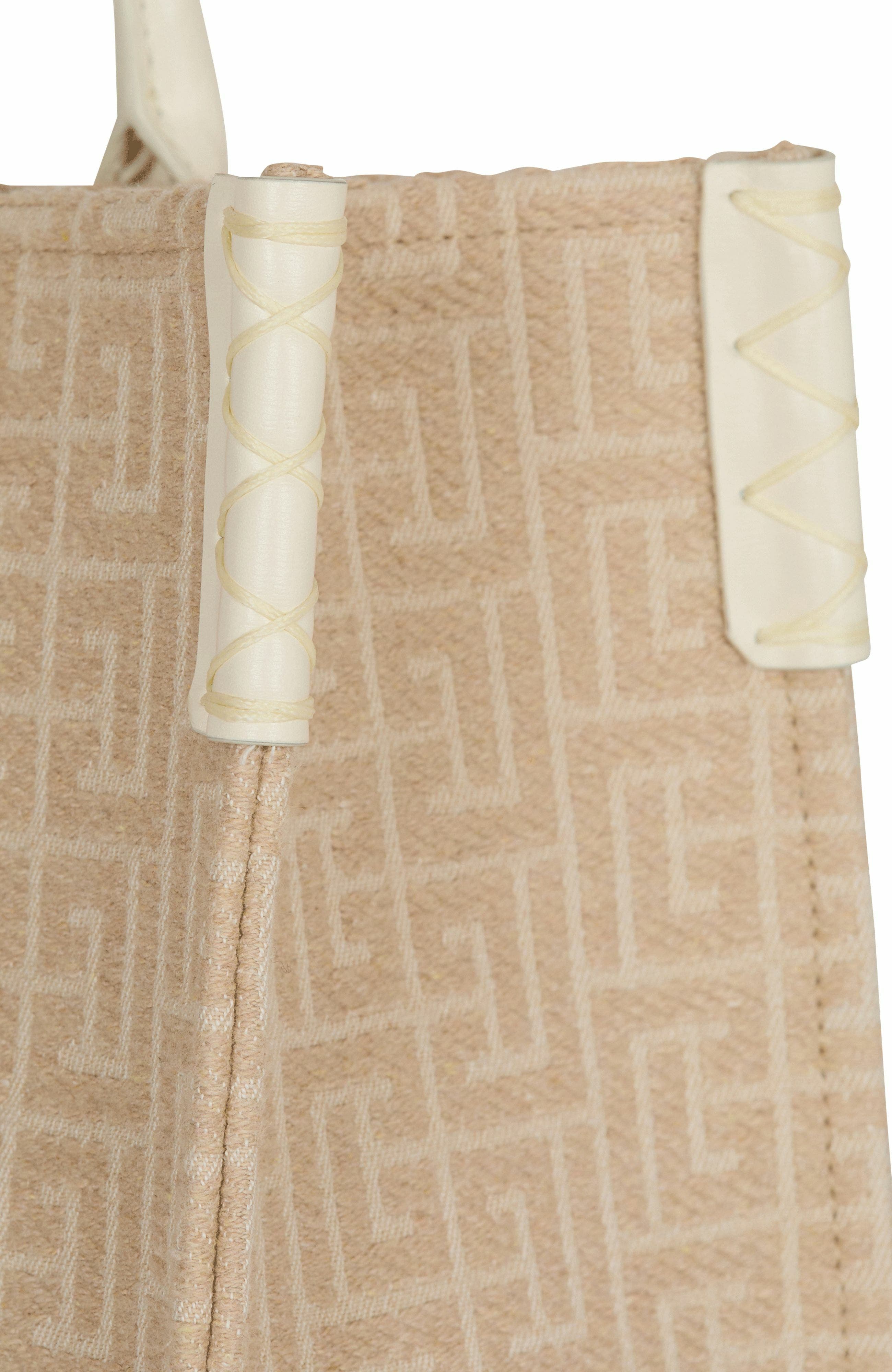 Balmain B-Army 36 Monogrammed Canvas Jacquard And Leather Tote Bag, Alternate, color, 