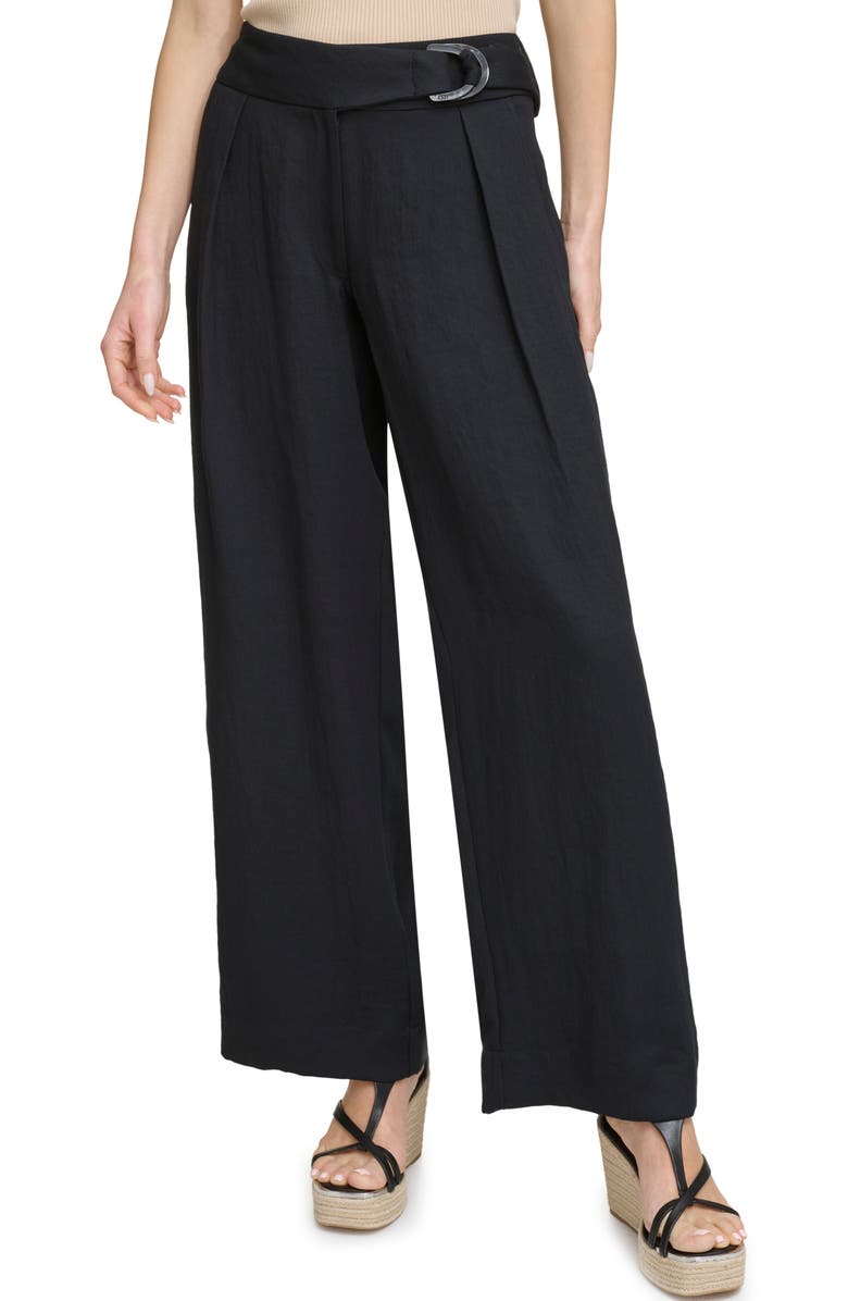 DKNY Belted Twill Wide Leg Pants, Main, color, 