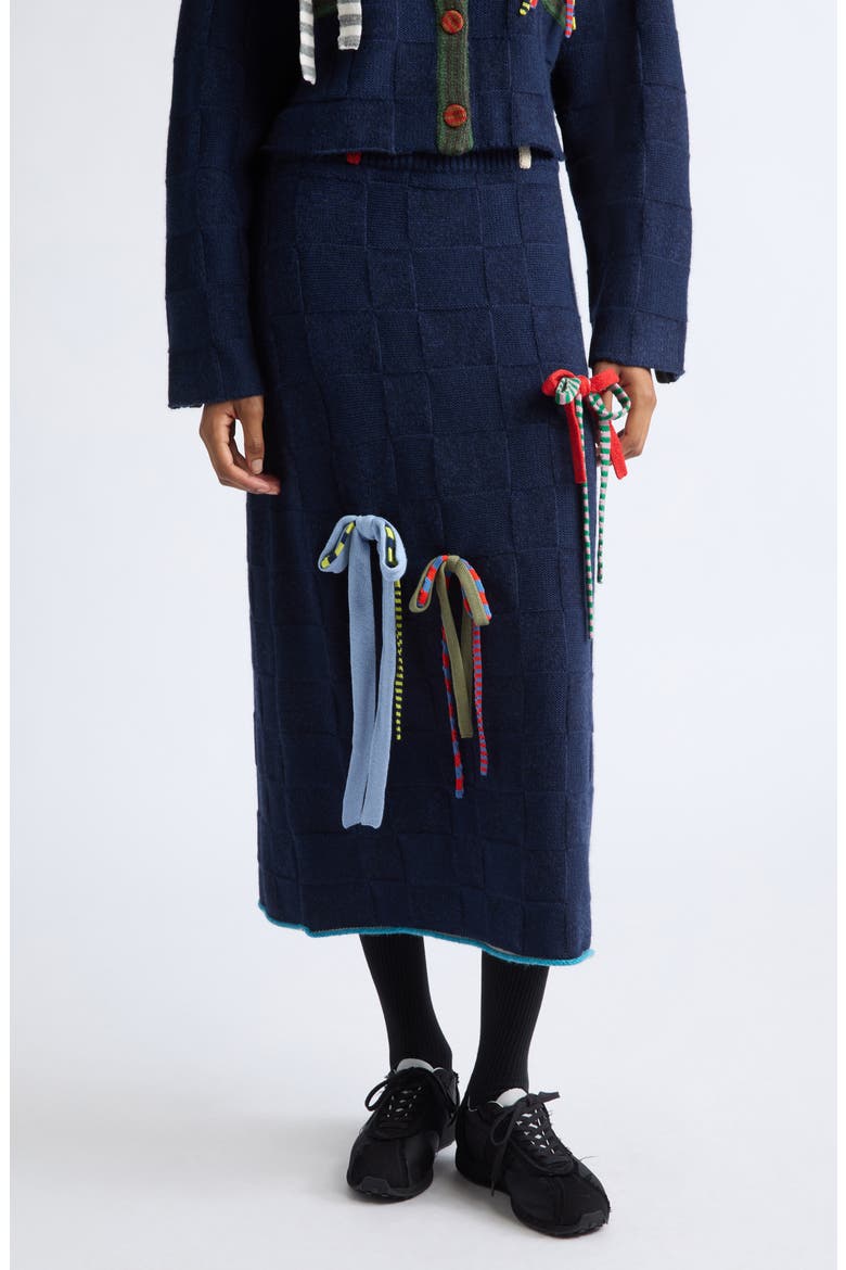 Multibows Lambswool & Cotton Sweater Skirt, Main, color, NAVY