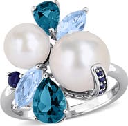 DELMAR Cultured Pearl & Semiprecious Stone Cluster Ring
