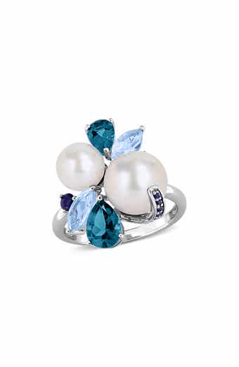 Cultured Pearl & Semiprecious Stone Cluster Ring