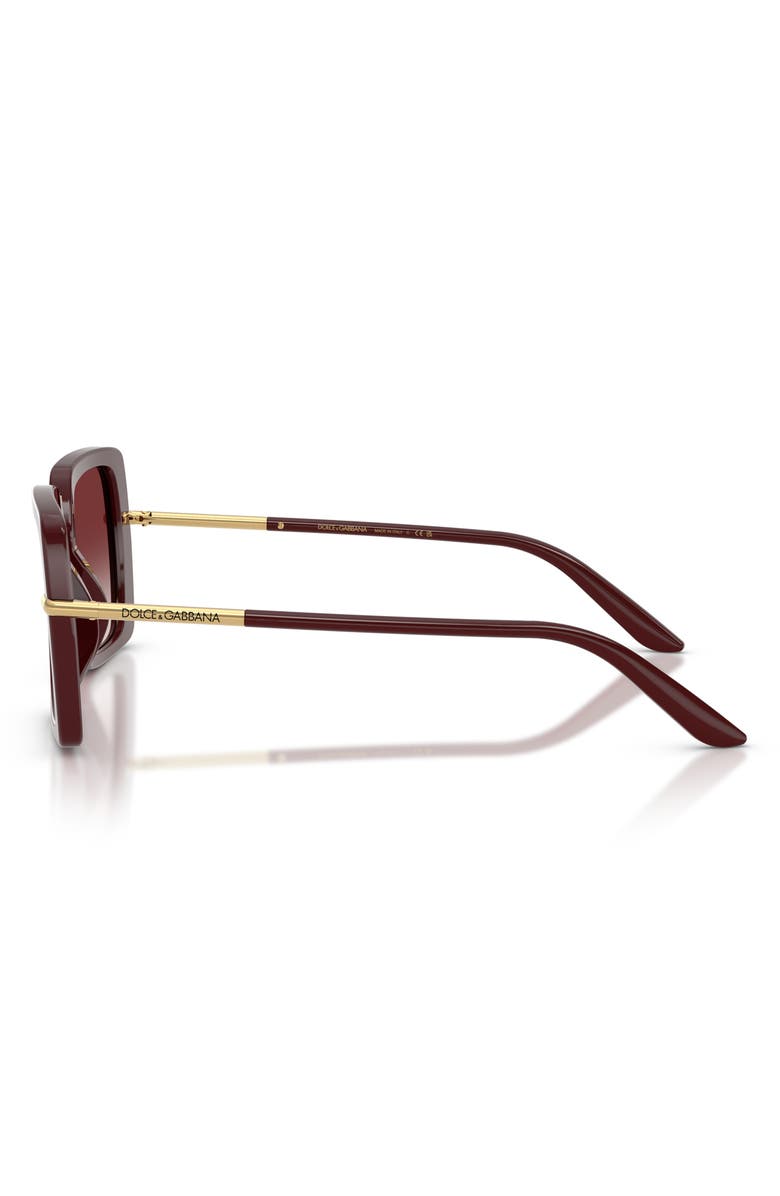 Dolce&Gabbana 52mm Gradient Square Sunglasses, Alternate, color, Bordeaux