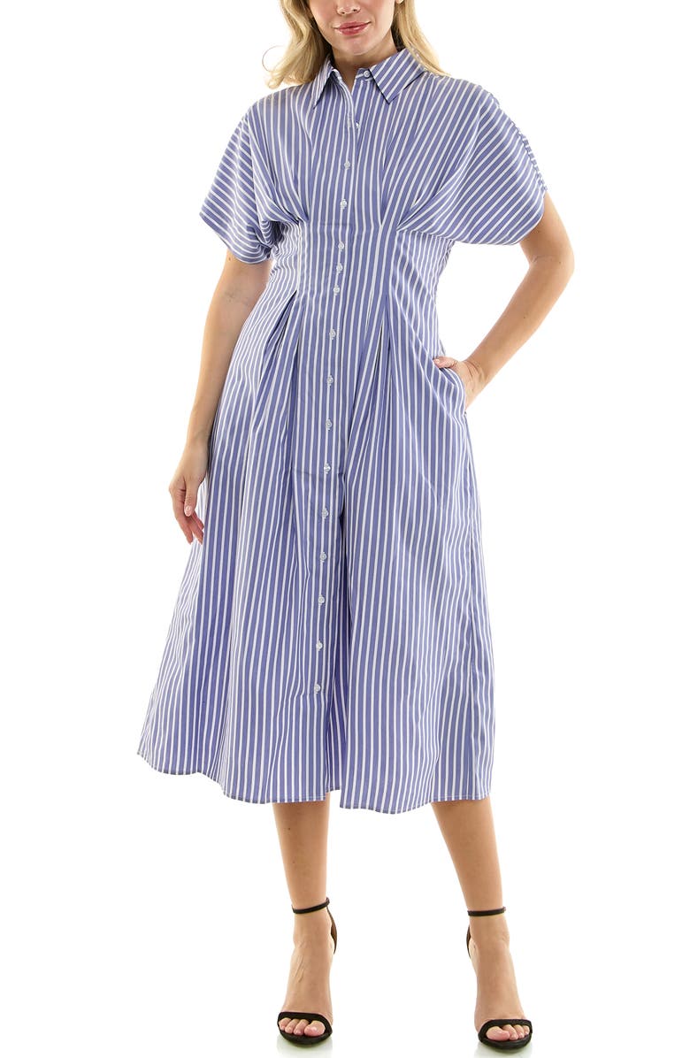 Nicole Miller Striped Shirtdress, Alternate, color, Blue / White