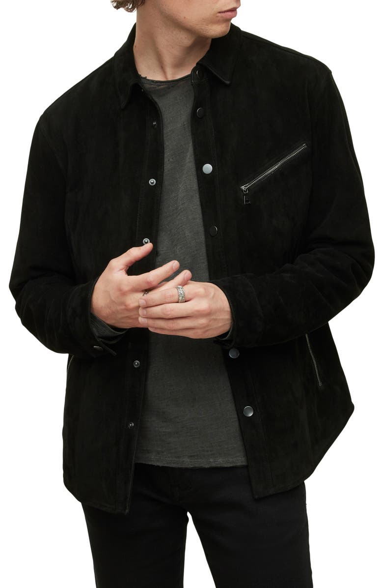 John Varvatos Suede Shirt Jacket, Alternate, color,
