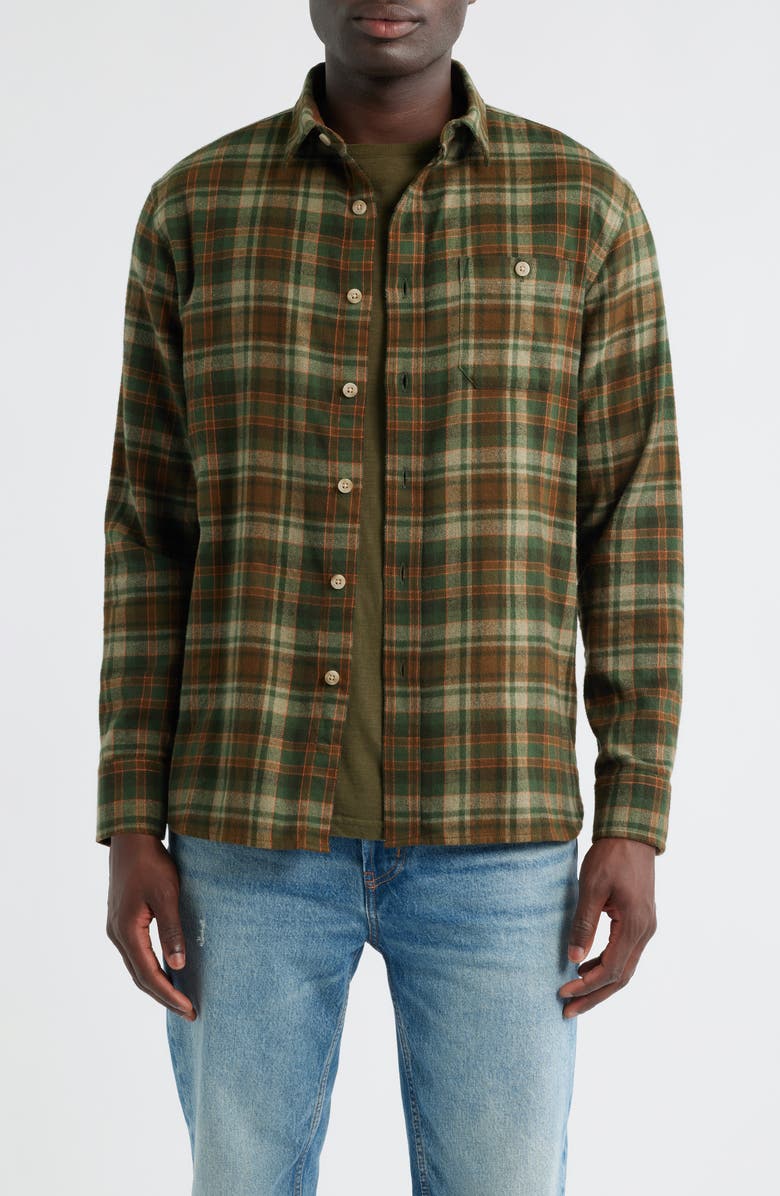 Pendleton Fremont Plaid Flannel Button-Up Shirt, Main, color, Olive/ Rust Plaid
