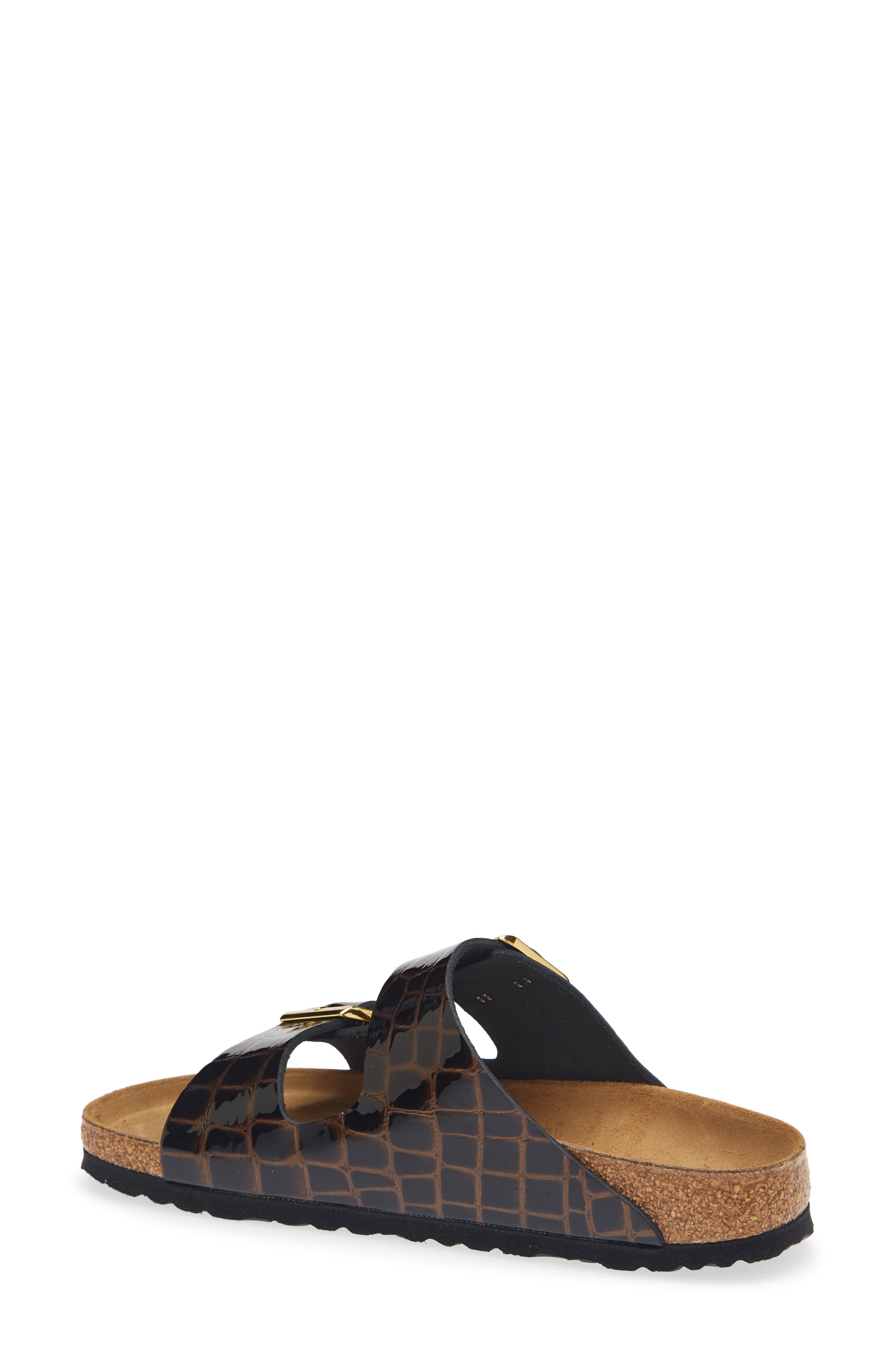 Arizona Croc Embossed Slide Sandal, Alternate, color, BLACK