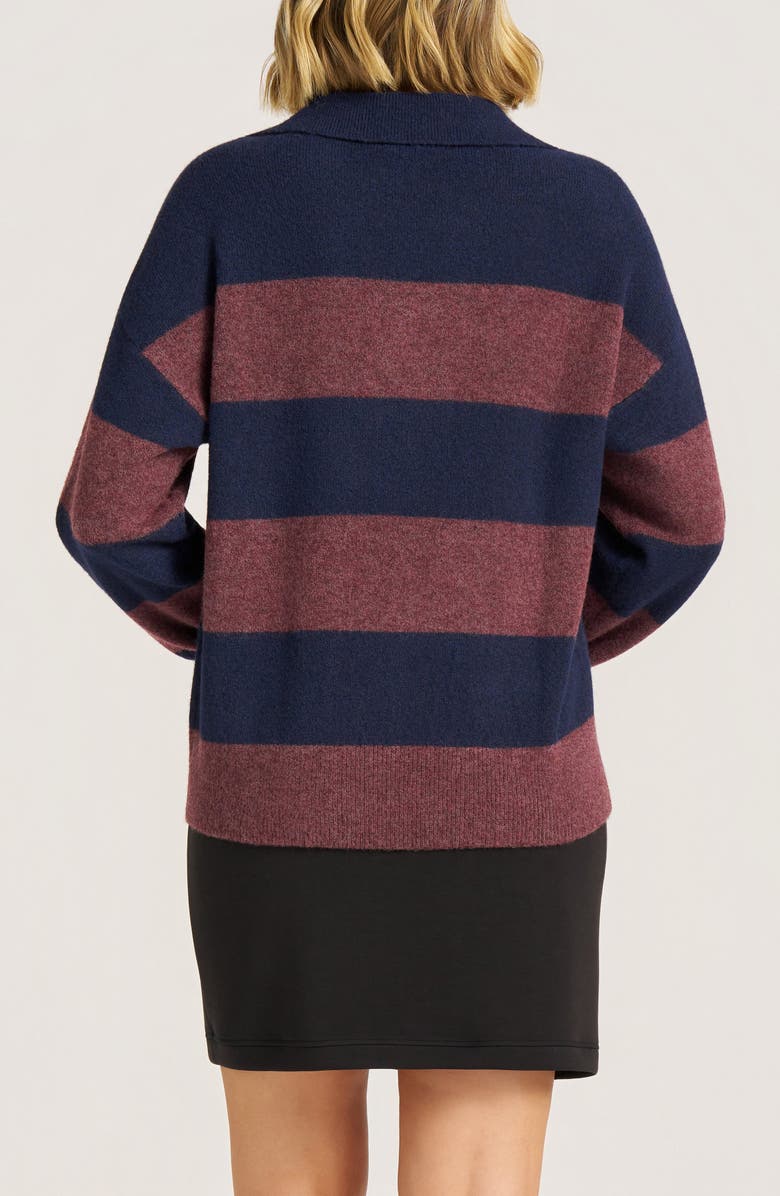 matty m. Kristie Stripe Johnny Collar Sweater, Alternate, color, Navy
