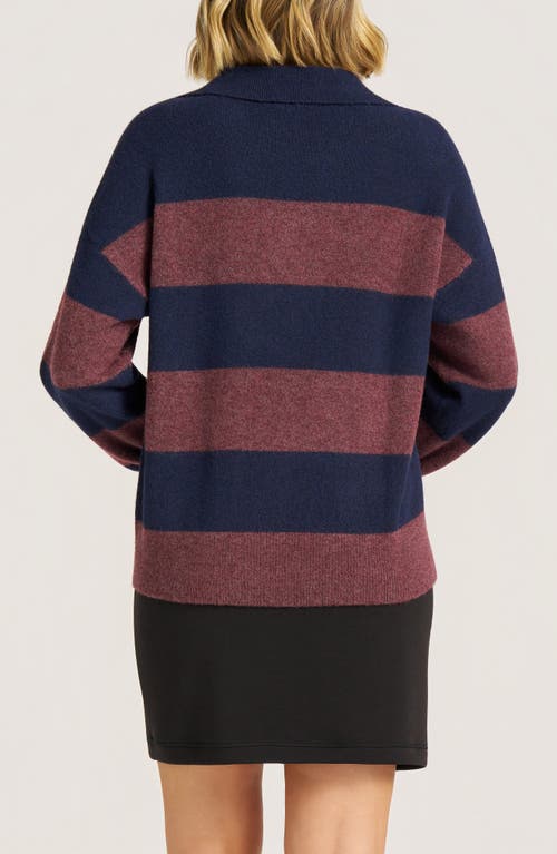 Matty M . Kristie Stripe Johnny Collar Sweater In Blue