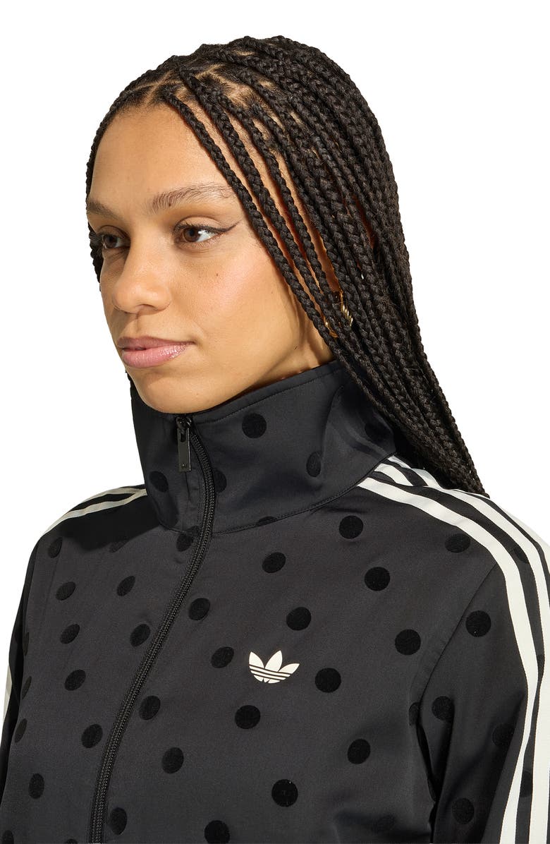adidas Originals Firebird Polka Dot Satin Track Jacket, Alternate, color, Black