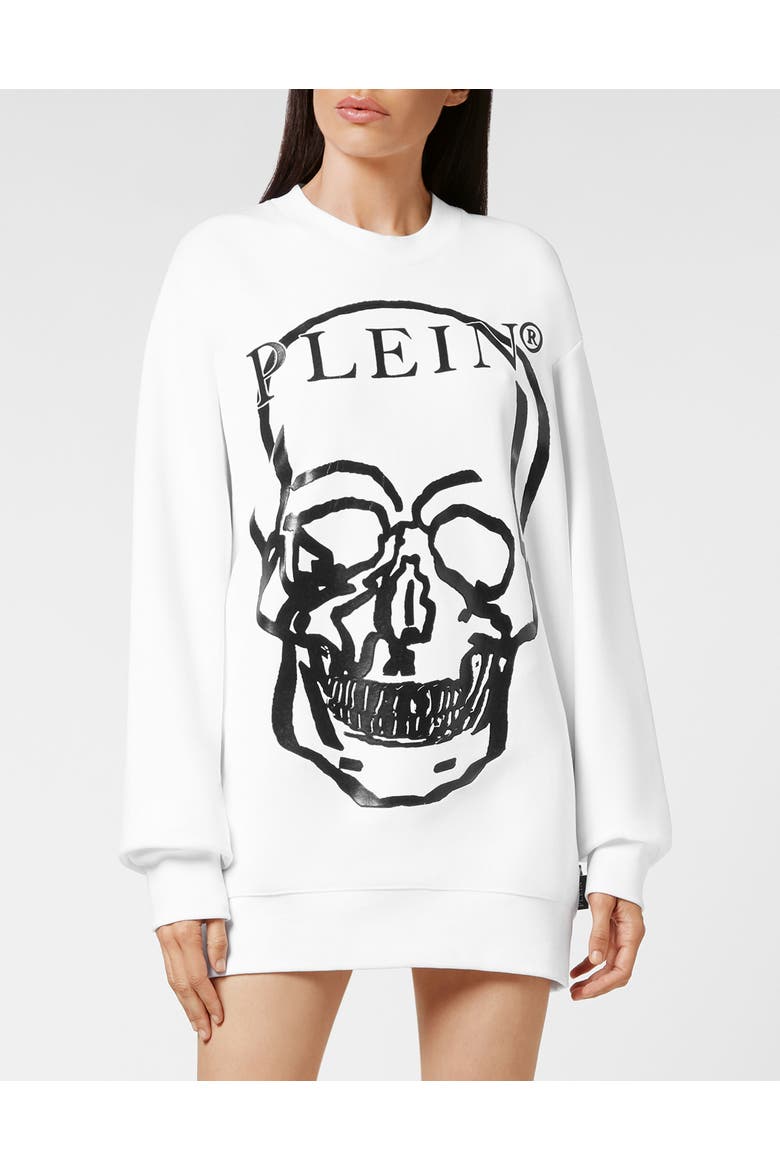 Sweatshirt Ls Skull And Plein Unisex, Alternate, color, white/black