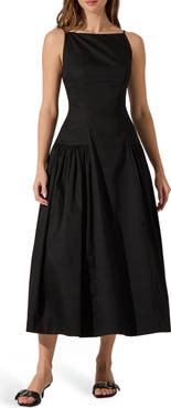 ASTR the Label High Neck Open Back Cotton Midi Dress