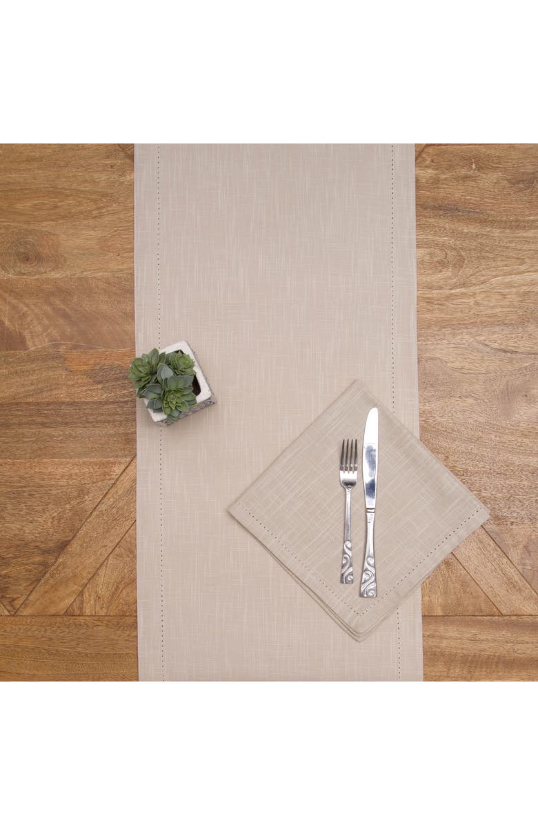 C&F Home Hemstitch Solid Tan 100% Cotton Cloth Table Runner 14" x 72", Alternate, color, Brown
