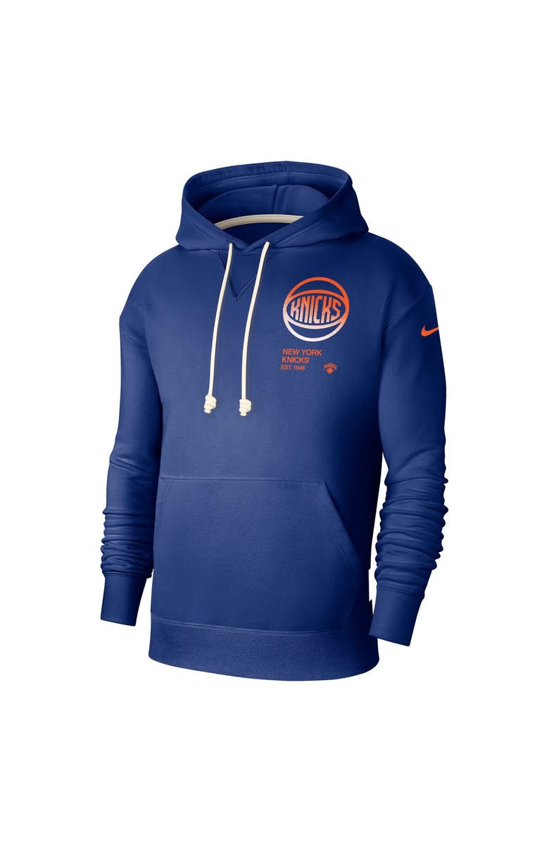 Nike Men's Nike Blue New York Knicks Courtside Standard Issue Premium Performance Pullover Hoodie, Alternate, color, Blue