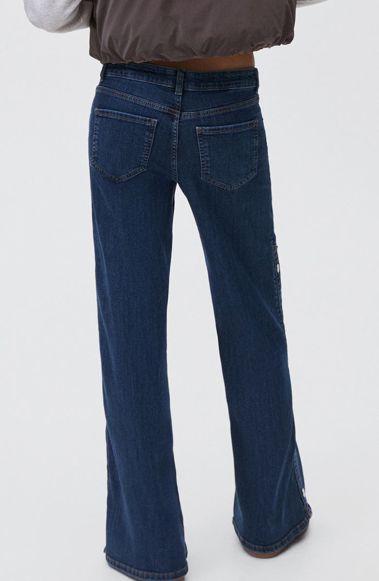 MANGO TEEN Snap Accent Wide Leg Jeans, Alternate, color, Medium Blue