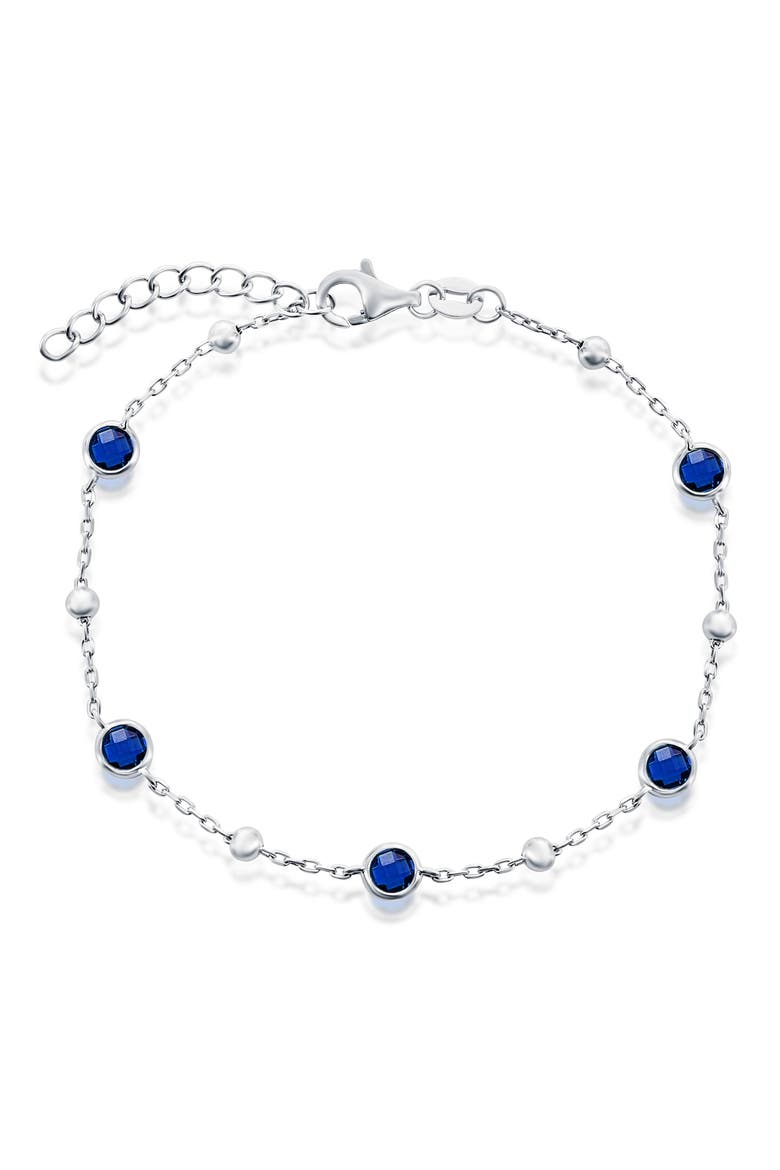 Sterling Silver & CZ Bead Bracelet, Main, color, BLUE