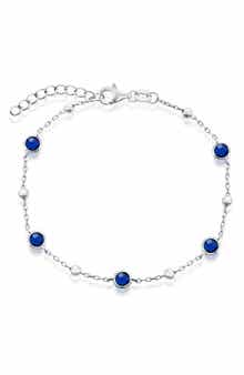 SIMONA Sterling Silver & CZ Bead Bracelet