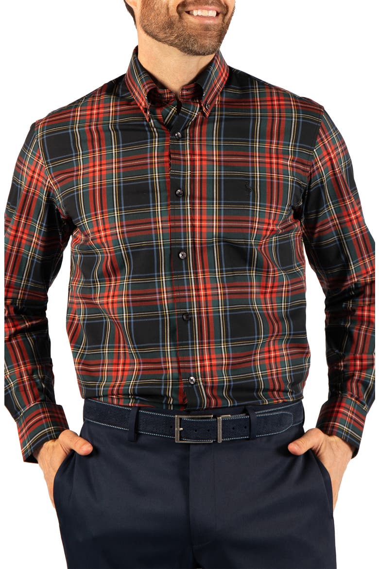 Holiday Classic Tartan Long Sleeve Button Down Shirt, Alternate, color, CRIMSON RED