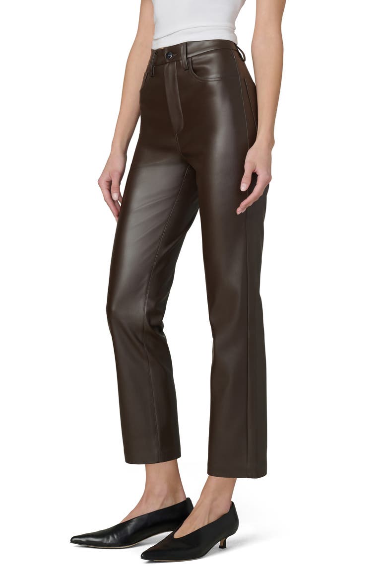 Lyra Slim Ankle Faux Leather Pants, Alternate, color, DARK CHOCOLATE