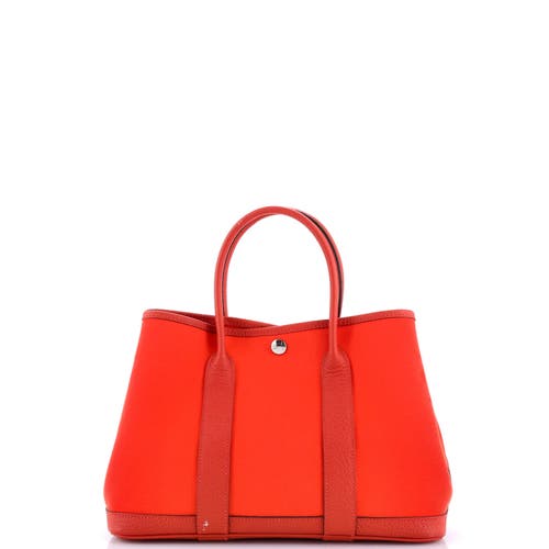 Pre-owned Hermes  Hermes Garden Party Tote Toile And Leather 30 In Orange