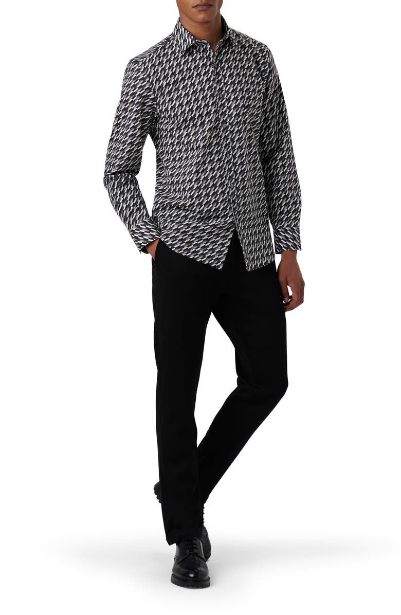 Bugatchi Axel Shaped Fit Geometric Print Stretch Cotton Button-Up Shirt, Alternate, color,