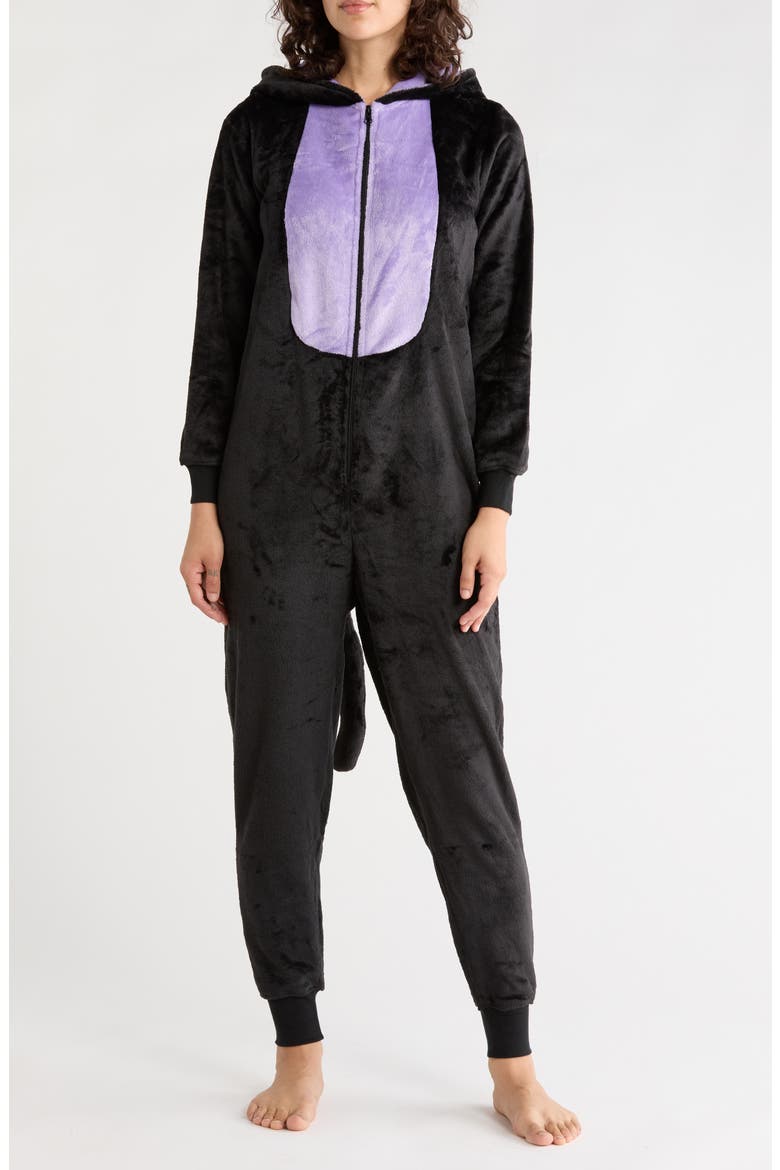 Halloween Unionsuit Cat Jumpsuit, Main, color, SOLID BLACK
